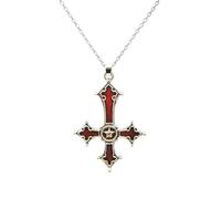 XIGAWAY Collier avec pendentif en forme de croix rouge, couleur rouge sang 4742 3555, collier à breloques en alliage, 1, Métal, Pas de gemme