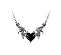 XIGAWAY Collier avec pendentif en forme de cœur pour femme - Pendentif en alliage avec chaîne croisée et accents d'étoiles (noir/rouge), 1, Métal, Pas de gemme