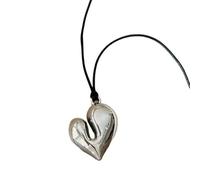 XIGAWAY Collier avec pendentif en forme de cœur réglable, longue chaîne noire en tricot avec breloque en forme de cœur, noir et rouge en alliage de zinc plaqué argent pour femme, 1, Zinc, Pas de gemme