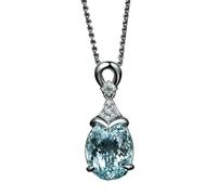 XIGAWAY Collier avec pendentif en forme de goutte d'eau bleu aqua pour femme, collier en alliage plaqué argent avec pierres en oxyde de zirconium, chaîne d'eau de 50,8 à 78,7 cm, cadeau de