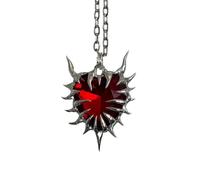 XIGAWAY Collier avec pendentif en forme d'épine, chaîne de perles géométriques en alliage rouge et noir, bijou tendance alternatif pour femme, 1, Métal, Pas de gemme