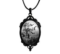 XIGAWAY Collier avec pendentif géométrique gothique avec cordon en cuir noir, bijoux en alliage de style vintage pour femme