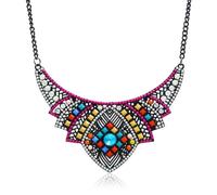 XIGAWAY Collier avec pendentif géométrique vintage pour femme, chaîne serpent accentuée en cristal, bijou élégant