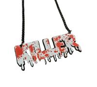 XIGAWAY Collier avec pendentif goutte de sang de style gothique, collier ras du cou sur le thème de l'horreur alternatif avec breloque lettre personnalisée, bijoux pour femme, 1, Acrylique, Pas de