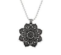 XIGAWAY Collier avec pendentif Om Lotus Mandala tibétain bouddhiste protection méditation, Tissu,