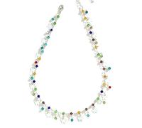 XIGAWAY Collier avec pendentif papillon coloré en zircon - Chaîne de clavicule plaquée or blanc, bijou de style coréen doux cadeau pour femme