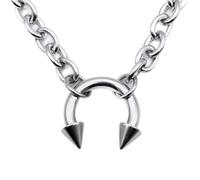 XIGAWAY Collier avec pendentif pince-nez pour femme, chaîne en acier inoxydable de 45 cm avec breloque cercle géométrique, bijoux de style rétro britannique, couleur 705 et 706, 1, Métal, Pas de gemme