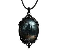 XIGAWAY Collier avec pendentif vintage effrayant - Chaîne en X unisexe en alliage pour Halloween (4 variantes de couleurs), 1, Métal, Pas de gemme