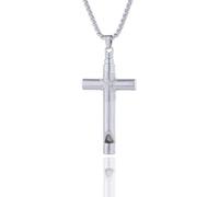XIGAWAY Collier en acier titane avec sifflet en forme de croix pour homme et femme 51-80 cm, 1, Acier titane, Pas de gemme
