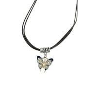 XIGAWAY Collier en cuir avec pendentif papillon et chat porte-bonheur M360 doré M361 et argent mélangé pour femme, 1, Matière mélangée, Pas de gemme