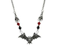XIGAWAY Collier gothique chauve-souris pour homme et femme avec perles en cristal noir et pendentif croix en alliage, 1, Métal, Pas de gemme