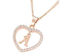 XIGAWAY Collier lettre de l'alphabet avec pendentif en forme de cœur, chaîne initiale en oxyde de zirconium pour femme, 1, Métal, Pas de gemme