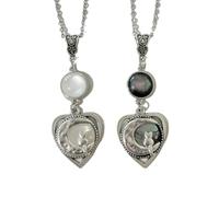 XIGAWAY Collier Pendentif Chat et Croissant de Lune en Forme de Coeur Gothique Boho Géométrique Chaîne - Bijoux Alliage (6053/6054), 1, Métal, Pas de gemme