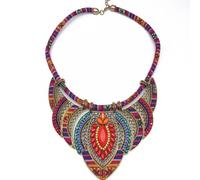 XIGAWAY Collier plastron ras du cou style bohème, indien, africain, égyptien, tribal, Tissu,