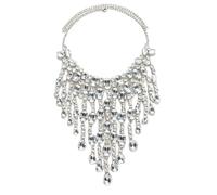 XIGAWAY Collier ras du cou à franges superposées en strass pour femme, 1, Strass, Pas de gemme