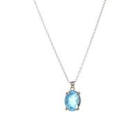 XIGAWAY Collier ras du cou avec pendentif ovale en oxyde de zirconium bleu pour femme, simple chaîne ras du cou en alliage géométrique, cadeau