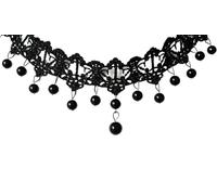 XIGAWAY Collier ras du cou en dentelle blanche avec pendentif en perles, fait à la main gothique élégant pour femme (3418,152, 3418), 1, Dentelle, Pas de gemme