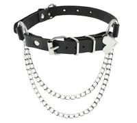 XIGAWAY Collier ras du cou en forme de cœur pour femme, collier asymétrique avec bande en cuir et pendentif en alliage, réglable de 21 à 50 cm, noir, rouge, rose, tendance, usage quotidien, 1, cortex