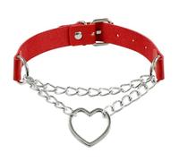 XIGAWAY Collier ras du cou en forme de cœur pour femme, collier réglable en cuir avec pendentif en forme de cœur en alliage, chaîne de verrouillage de 20,3 à 50,8 cm, 8 couleurs, été 2025, 1, Cuir