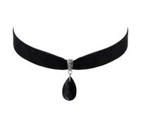 XIGAWAY Collier ras du cou en velours noir avec pendentif en forme de goutte en alliage, bijoux de style rétro britannique pour femme