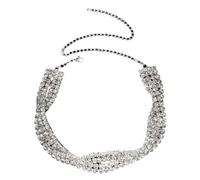 XIGAWAY Collier ras du cou multicouche torsadé en strass pour femme, 1, Strass, Pas de gemme