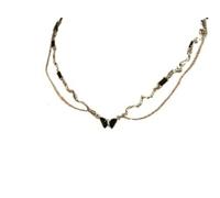 XIGAWAY Collier ras du cou réglable en alliage de forme irrégulière noire avec motif de vague, 41-50 cm