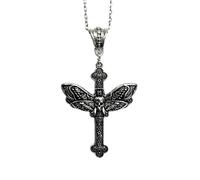 XIGAWAY Collier unisexe avec pendentif croix géométrique et ailée, chaîne en alliage galvanisé pour homme et femme, 1, Métal, Pas de gemme