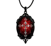 XIGAWAY Collier vintage avec pendentif en forme de croix pour femme, chaîne géométrique en alliage de verre avec motif cruciforme, 1, Métal, Pas de gemme