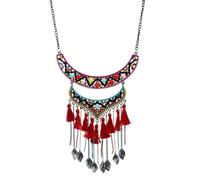 XIGAWAY Collier vintage avec pendentif feuille à franges géométriques multicolores en alliage pour femme, chaîne serpent réglable