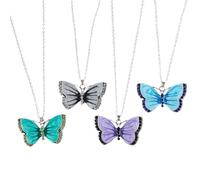 XIGAWAY Collier vintage avec pendentif papillon en émail pour femme, breloque florale accentuée en strass, bijou coloré inspiré de la nature, 1, Métal, Pas de pierre précieuse