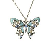 XIGAWAY Collier vintage en forme de papillon pour femme, pendentif en émail et strass, bijou papillon coloré, cadeau pour souvenir de voyage, 25 g