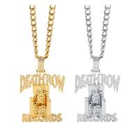 XIGAWAY DEATHROW RECORDS - Collier prisonnier avec pendentif en zircone hip hop avec chaîne lourde pour hommes et femmes, 1, Métal, Pas de gemme