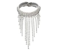 XIGAWAY Élégante chaîne de bras en cristal avec frange, pièce de déclaration géométrique pour les occasions spéciales, taille unique, Strass, Pas de gemme