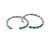 XIGAWAY Élégantes boucles d'oreilles Ellipse turquoise creuses pour femme, boucles d'oreilles géométriques tribales bohèmes, boucles d'oreilles tendance en alliage pour un usage quotidien, Small