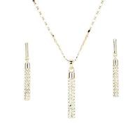 XIGAWAY Ensemble collier et boucles d'oreilles en strass pour femme, chaîne ondulée dorée et argentée, 49 + 5 cm, cadeau de mariage
