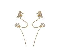 XIGAWAY Ensemble de boucles d'oreilles en forme de papillon et fleur avec cristaux, pour femme, style tendance, Small, Métal, Pas de gemme