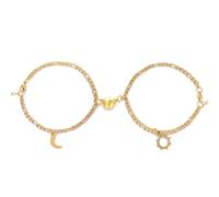 XIGAWAY Ensemble de bracelets à breloques en acier inoxydable avec fermoir magnétique en forme de cœur pour couple et amis, unisexe, motif géométrique (argenté/doré, 14 g), taille unique, Acier titane