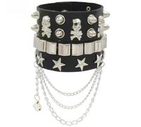 XIGAWAY Ensemble de bracelets punk multicouches, réglables de 22 cm de large, avec têtes de mort et étoiles, bracelets unisexes bohèmes rock pour homme et femme (8 ensembles de couleurs), taille