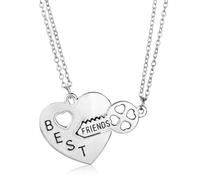 XIGAWAY Ensemble de collier Good Friend Peach Cœur - Alliage d'argent plaqué bijoux assortis pour femme fille, chaîne ondulée 50 x 2,5 cm 15 g, été 2025