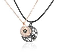 XIGAWAY Ensemble de collier unisexe avec pendentif magnétique soleil et lune - Argenté, or rose, noir