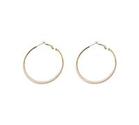 XIGAWAY Grandes boucles d'oreilles créoles pour femme, boucles d'oreilles rondes géométriques blanches, 60 mm, créoles minimalistes légères, matériaux mélangés