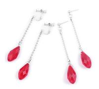 XIGAWAY Kurapika Boucles d'oreilles pendantes unisexe en forme de goutte d'eau avec cristal Rouge, Pierre,
