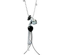 XIGAWAY Long collier avec pendentif en forme de cœur en pierre mouchetée naturelle pour femme, chaîne de chandail en résine de raisin, 41-50 cm, joli bijou cadeau, 1, Cristal synthétique, Pas de