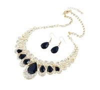 XIGAWAY Parure collier et boucles d'oreilles en forme de goutte d'eau avec pierres naturelles, alliage de 58 g, 6 couleurs, Small, Métal, Pas de gemme