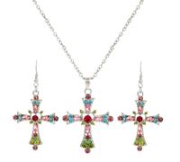 XIGAWAY Parure de bijoux avec pendentif en forme de cœur et boucles d'oreilles, printemps 2025, taille unique, Métal