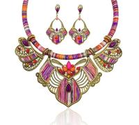 XIGAWAY Parure de bijoux en améthyste pour femme, boucles d'oreilles pendantes et collier ras du cou en pierre précieuse violette