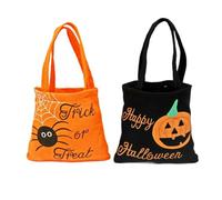 XIGAWAY Sac fourre-tout non tissé d'Halloween, citrouille et araignée, sacs à friandises pour enfants, collection de bonbons, 20 x 18,5 cm, Orange, One Size