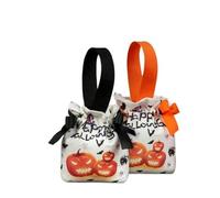XIGAWAY Sacs à bonbons festifs d'Halloween, fourre-tout en toile noire orange pour enfants, pochette cadeau réutilisable pour tours ou friandises (orange)