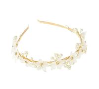 XIGAWAY Serre-tête coréen avec perles florales et strass pour femme - Or/argent/rose/bleu (14 cm de diamètre) (rose)