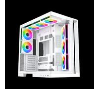 XIGMATEK Aqua 7 Boîtier tour intermédiaire E-ATX en verre trempé, 8 ventilateurs ARGB de 120 mm et boîtier de télécommande PWM, support vertical pour GPU inclus (blanc)